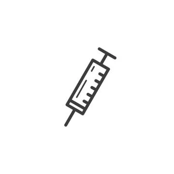 Simple vector line art outline syringe icon Illustrazione stock