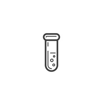 Simple vector line art outline icon of medical beaker Illustrazione stock