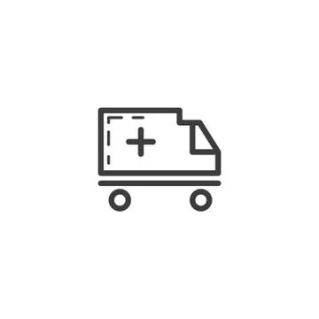 Simple vector line art outline ambulance aid icon 스톡 일러스트