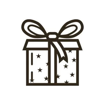  simple vector line art outline icon with gift box Illustrazione stock