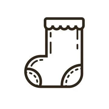  simple vector line art outline icon of Christmas stocking Illustrazione stock
