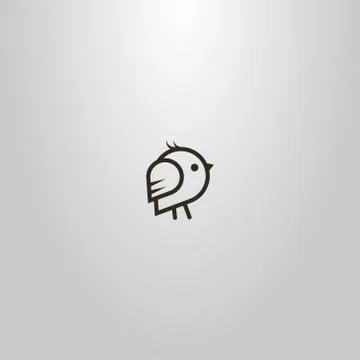 Simple vector line art outline sign of a cartoon little bird	 Stock Illustration
