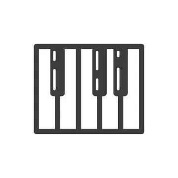  simple vector line art piano key icon Illustrazione stock