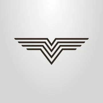 Simple vector line art pictogram of an abstract figure in the form of a bird Illustrazione stock