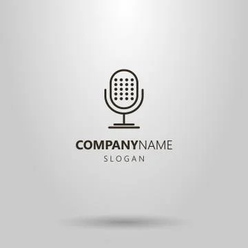 Simple vector line art retro  microphone logo Stock-Illustration