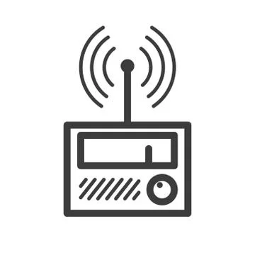 Simple vector line art retro analog radio icon Stock Illustration