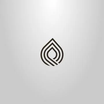 Simple vector line art sign of abstract three-line drop of water Stock Illustration