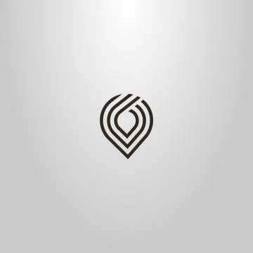 Simple vector line art sign of abstract three-line map marker  Stock-Illustration
