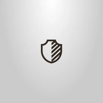 Simple vector line art sign of a medieval half-striped shield Stock-Illustration