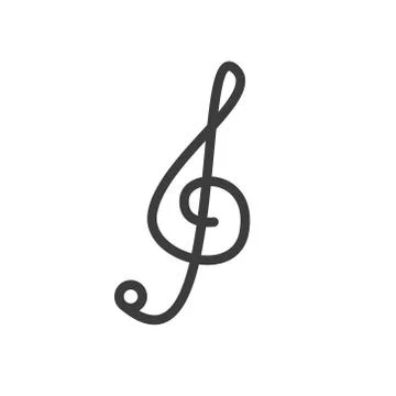  simple vector line art treble clef icon Stock Illustration