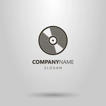 Simple vector line art vinyl record logo Stock Illustration