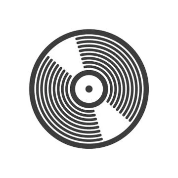  simple vector line art vinyl record icon Stock Illustration