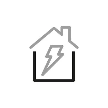 Simple vector line icons related to real estate. House and lightning icon. Stock Illustration