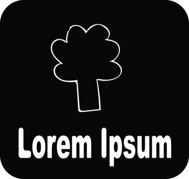Simple vector logo with image of tree. trendy childish style logo. Illustrazione stock