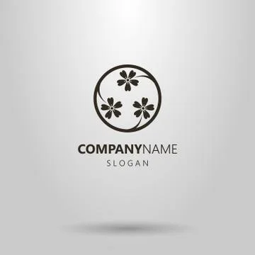 Simple vector logo of three wildflowers in a round frame Stock-Illustration