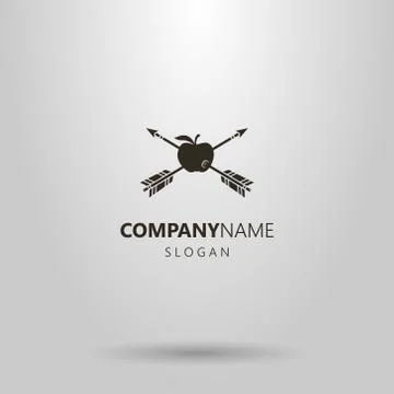 Simple vector logo of two arrows pierced an apple Stock Illustration