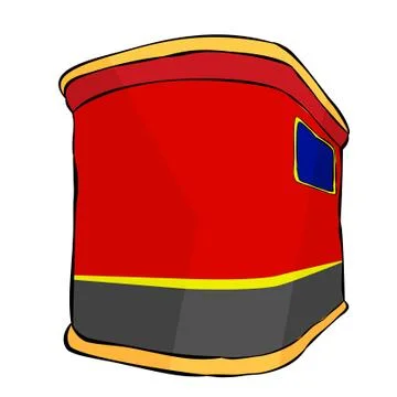 Simple Vector Low Angle Perspective Rectangle Can Red Yellow and Gray hand dr Stock Illustration