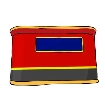 Simple Vector Low Angle Perspective Rectangle Can Red Yellow and Gray hand dr Illustrazione stock