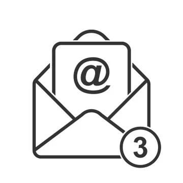 Simple vector mail icon with the number of messages. Stock design isolated on Stock Illustration
