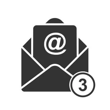 Simple vector mail icon with the number of messages. Stock design isolated on Stock Illustration