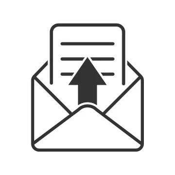 Simple vector mail icon, to open the letter. Stock design isolated on a white Stock Illustration
