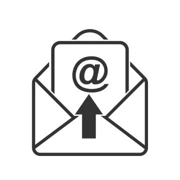 Simple vector mail icon, to open the letter. Stock design isolated on a white Stock Illustration