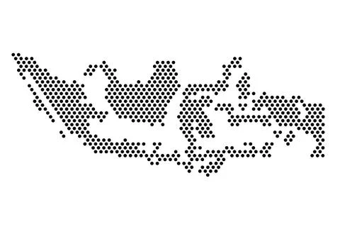 Simple Vector  Map Indonesia from black dot formation, Isolated on White Illustrazione stock