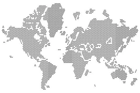 Simple vector  map world from black square formation, Isolated on White Stock Illustration