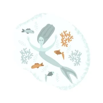 Simple vector mermaid Stock Illustration