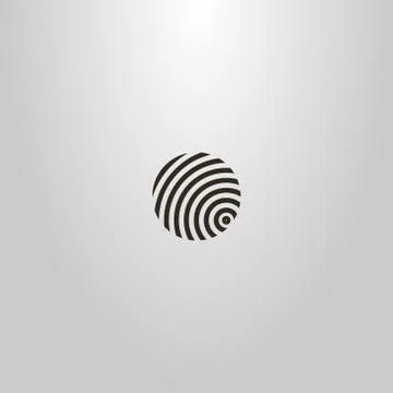 Simple vector minimalistic round sign of divergent circles similar to a fingerpr Stock Illustration
