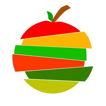 Simple Vector Mix Sliced Fruit, isolated on white Stock Illustration