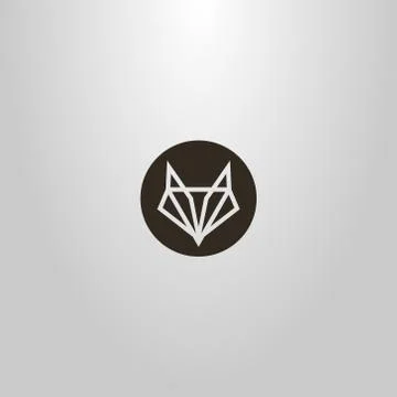 Simple vector negative space round sign of an abstract fox or wolf head Stock Illustration