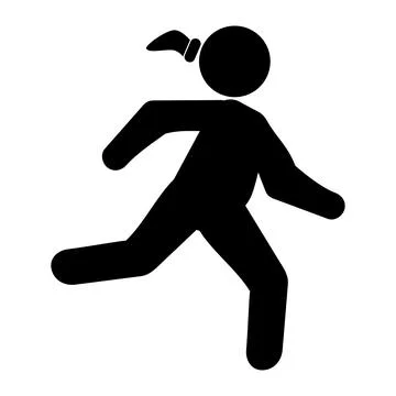Simple Vector obesity Fat Stickman Stick woman run or jogging, Sport Cardio I Stock Illustration