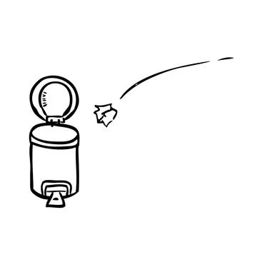 Simple Vector Outline Hand Draw Sketch of crumpled Paper throwed into opened  Ilustración de archivo