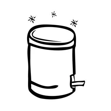 Simple Vector Outline Hand Draw Sketch of Closed Clean and tidy trash bin, at Ilustración de archivo