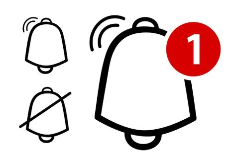 Simple Vector Outline, Icon or Logo, Bell, Ring, alert, notification, Isolate Stock Illustration