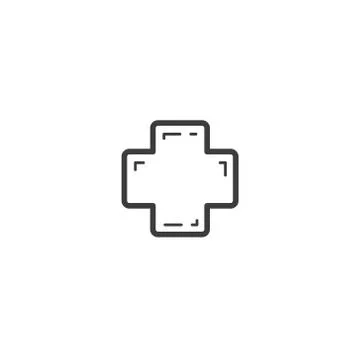 Simple vector outline line art medical cross icon Stock Illustration