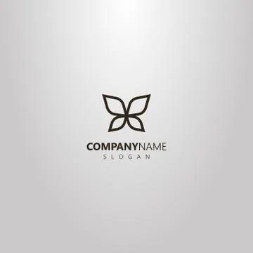 Simple vector outline logo of line art butterfly wings Stock Illustration