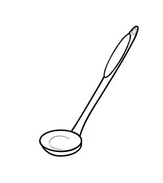 Simple vector outline vegetable scoop, snip, isolated on white Stock Illustration