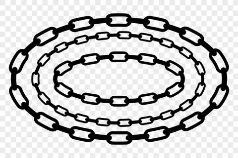 Simple Vector Oval Frame from Black Chain for Your Element Design at Transpar Stock Illustration