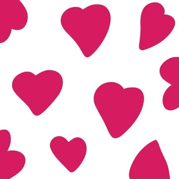 Simple vector pattern red hearts on white background. Color pattern with hear Stock Illustration