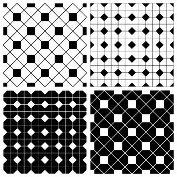 Simple vector pattern set, black and white backgrounds Stock Illustration