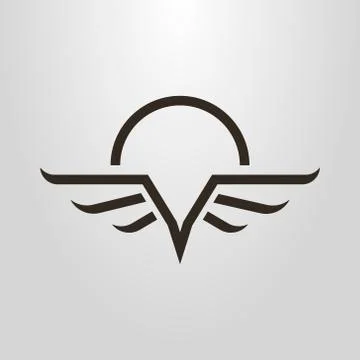 Simple vector pictogram of abstract flying bird and sun Stock Illustration