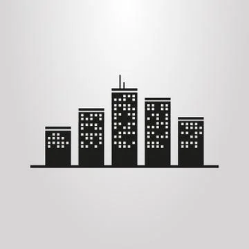 Simple vector pictogram of cityscape high-rise buildings Stock Illustration