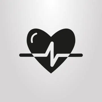 Simple vector pictogram of pulse trace on the heart shape Illustrazione stock