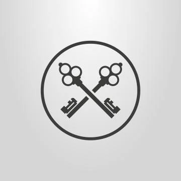 Simple vector pictogram of two crossed keys in a round frame Stock Illustration
