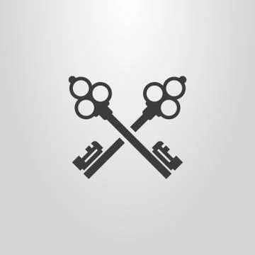 Simple vector pictogram of two crossed retro style  key Stock Illustration