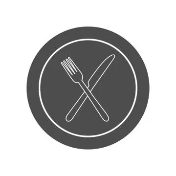 Simple vector plate icon with fork and node, simple design isolated on white Stock Illustration