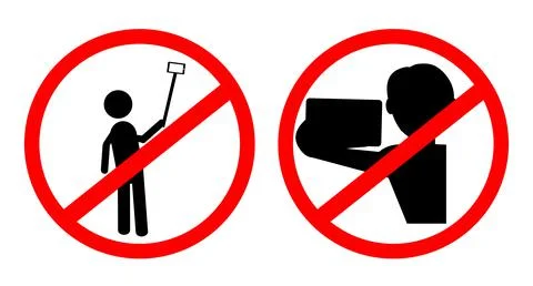 Simple Vector Prohibited Sign, No Selfie, selfi  or Self Portrait Stock Illustration