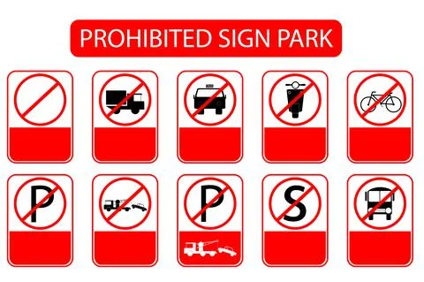 Simple Vector Prohibited Sign at Park Area, Isolated on White, Without Text Ilustración de archivo